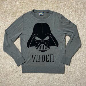 Star Wars Mens Graphic Darth Vader Pullover Sweater Gray Crew Neck Long Sleeve L